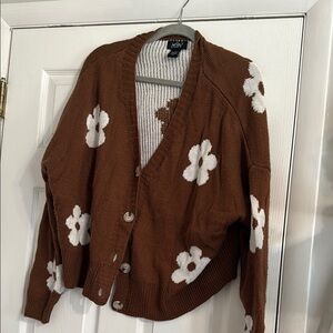 Brown Floral Sweater cardigan